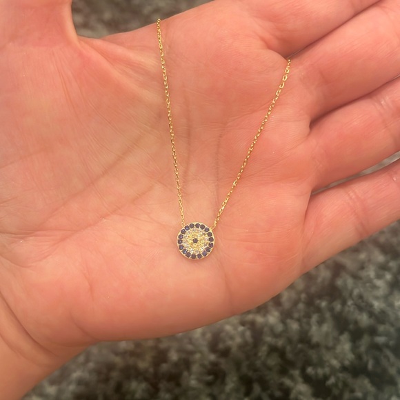 dainty Evil Eye Necklace Gold Plated16